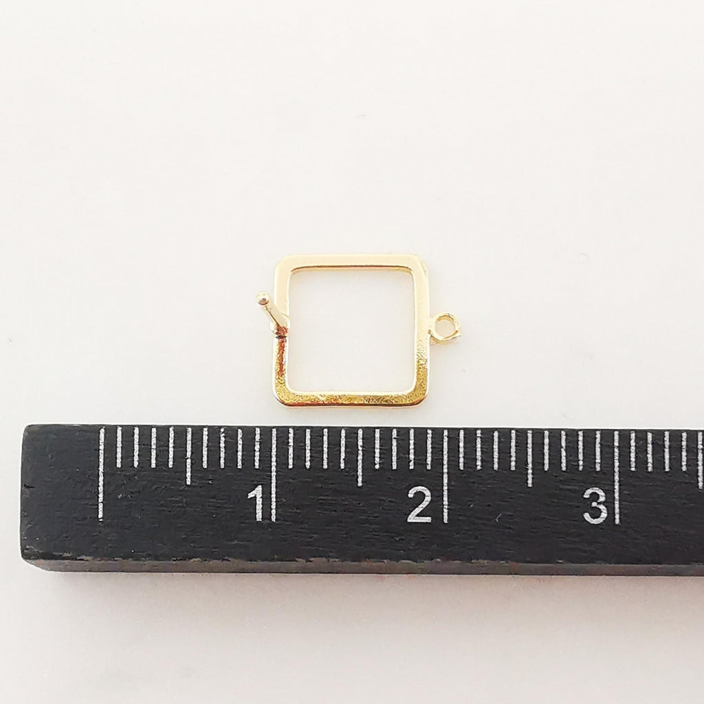 10pcs 14K Gold Square Post With Loop, Openwork Square Stud Earring Nickel Free, 12x10mm, Hypoallergenic Earring Findings Z074