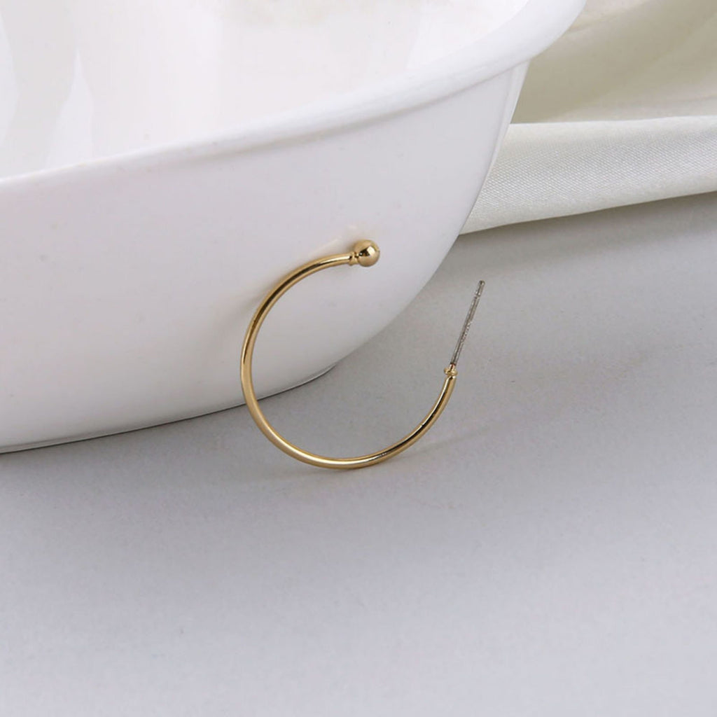 10pcs 14K Gold Plated C Shape Hoop Earring, 15mm, 20mm, 25mm, 35mm, S925 Silver Ear Pin, Huggie Hoops Earring BY003-ZX7004
