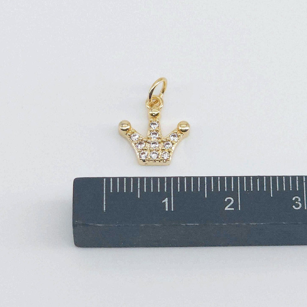 Crown Crystal Pave Charm, CZ Pave Pendant, 18K Gold Plated, Necklace Making Charms, Jewelry Findings S20631