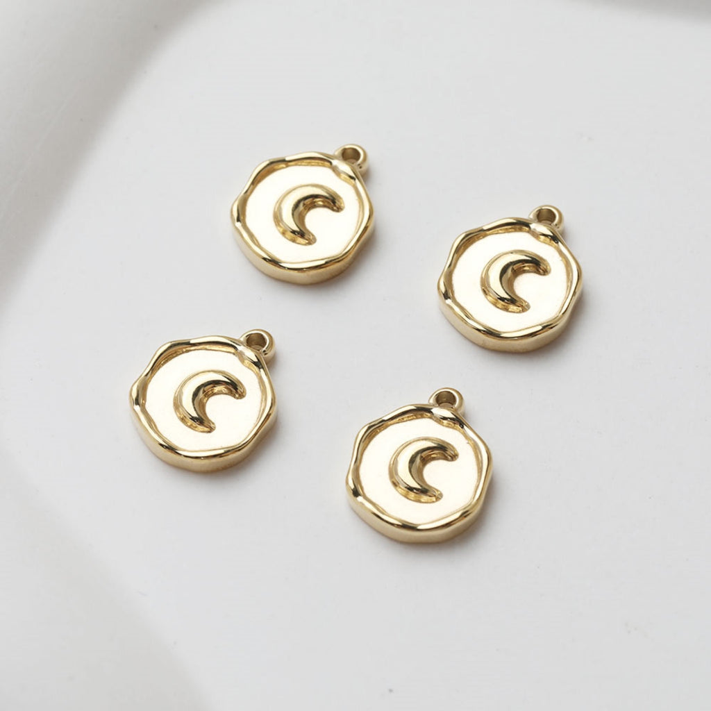 Gold Coin Pendant, Stainless Steel Round Pendant, Cross Charm for Necklace Making, Jewelry Findings GT027