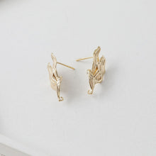 Load image into Gallery viewer, Irregular Leaf Ear Post With Loop, S925 Silver Ear Pin Nickel Free Earrings, Gold/Silver Ear Stud, Hypoallergenic Earring Findings BB120