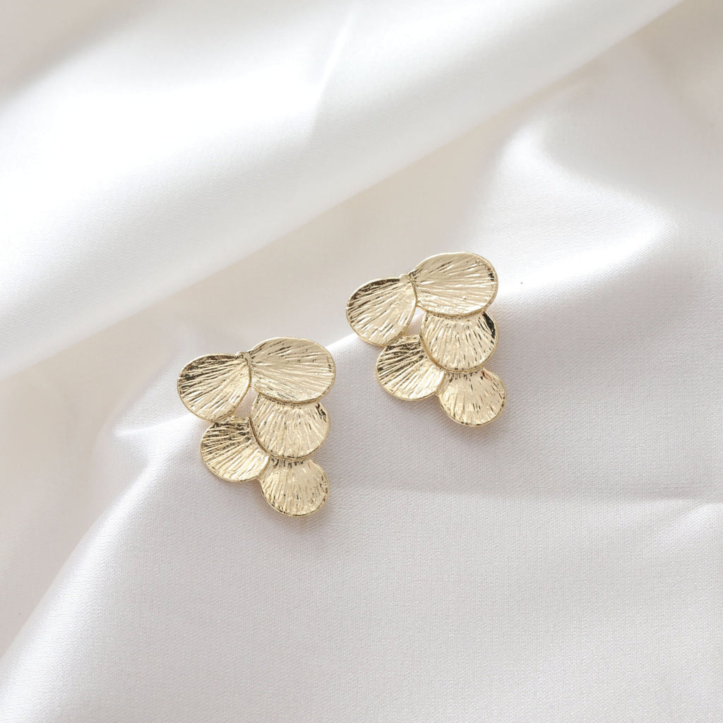 Leaf Post with Loop, Gold/Matte Gold/Silver, S925 Silver Pin Nickel Free Earrings, Hypoallergenic Earring Findings JJ028-D