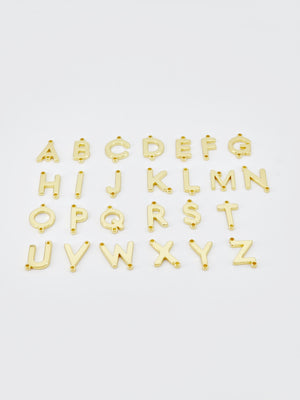 18K Shiny Gold Alphabet Letter Beads, Initial Beads,Letter Charms, Double-sided hollowing,Letter Inital beads for Necklace Bracelet S20682