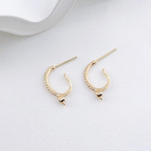Load image into Gallery viewer, 4PCS Arc Wire Ear Post with Loops, CZ Pave Threader Earrings, 16mm, Nickel Free, 18K Gold Plated Earring Finding ZX061