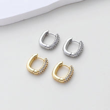 Load image into Gallery viewer, U Shape Earring Hoops, Gold Plated Huggie Hoops Earring, CZ Pave, Ear Hoops, DIY Earring  Finding, Handmade Earring Supplies S1401
