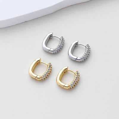 U Shape Earring Hoops, Gold Plated Huggie Hoops Earring, CZ Pave, Ear Hoops, DIY Earring  Finding, Handmade Earring Supplies S1401