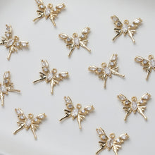 Load image into Gallery viewer, Butterfly Charm, Gold Plated Pave Pendant, Pave CZ, Silver Butterfly, Necklace Jewelry Finding GZ520