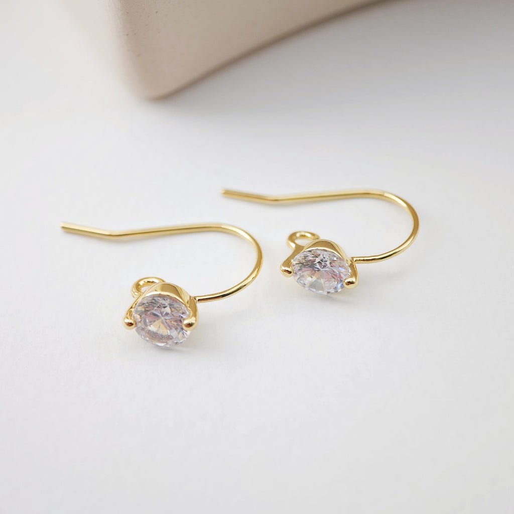 Alambres para pendientes chapados en oro de 18 quilates, ganchos redondos con pavé cúbico, sin níquel, ganchos para pez, alambres para bisutería D0170