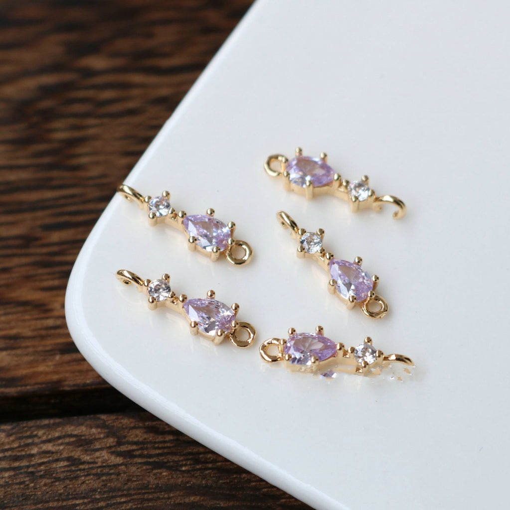 10pcs- Crystal Teardrop Charms, 8 colors You Choose, 14K Gold Plated Teardrop Pendant, 5*17mm, Jewelry Findings HL107-F101