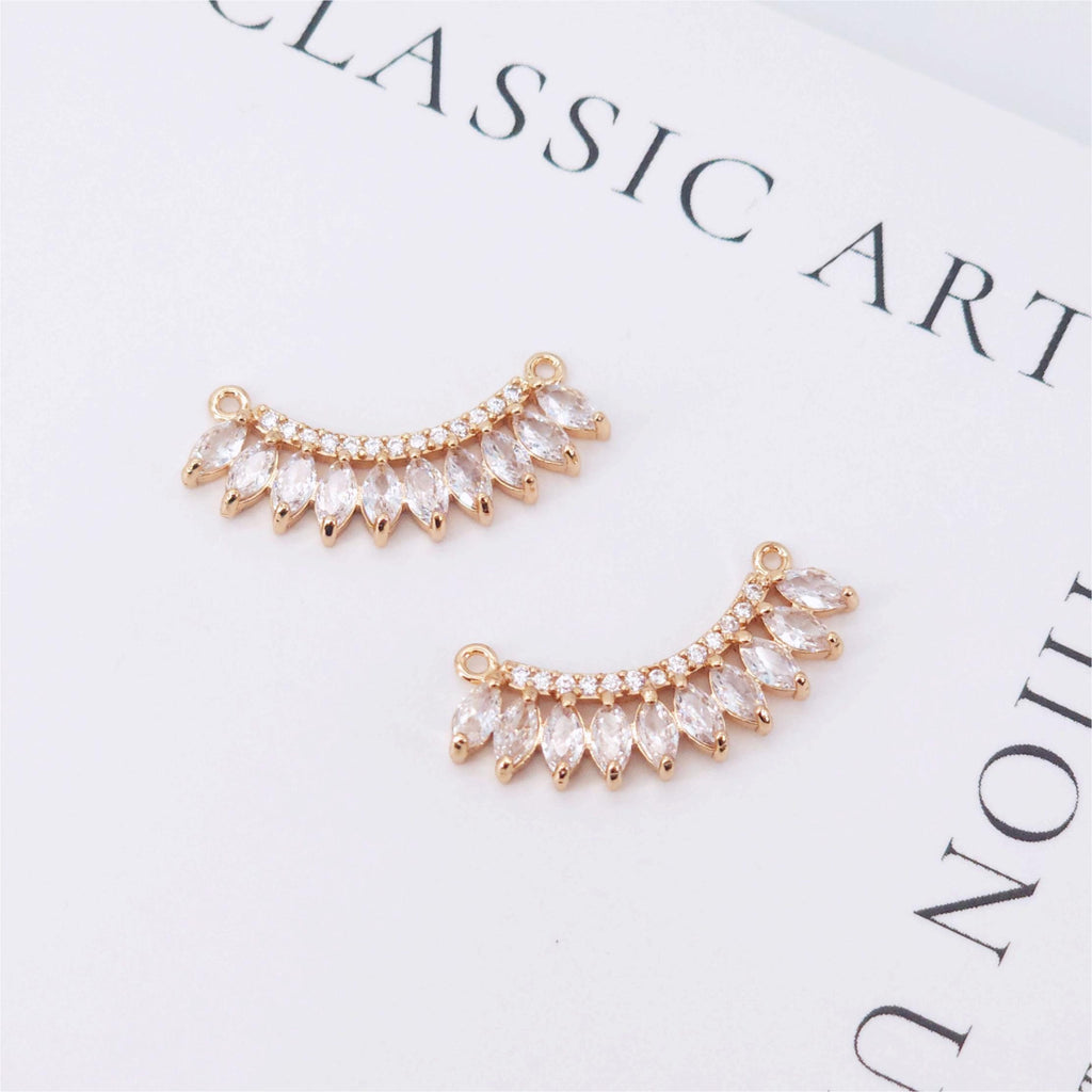 CZ Pave Crown-shaped Charm, Cubic Zircon Crystal Pendant, Bracelet Necklace Pendant, 14K Real Gold Plated, Jewelry Findings STG014-F228