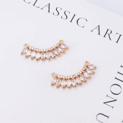 CZ Pave Crown-shaped Charm, Cubic Zircon Crystal Pendant, Bracelet Necklace Pendant, 14K Real Gold Plated, Jewelry Findings STG014-F228