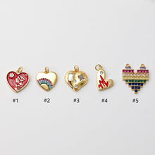 Load image into Gallery viewer, Heart Pendant, Cubic Pave Charm, 18K Gold Plated, Love Pendant, Necklace Making Pendants, Jewelry Findings