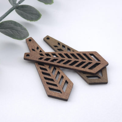 10PCS Long Rhombus Wooden Pendant, 59.7*19mm, Geometric Wooden Pendant, Necklace Making Findings JT1009