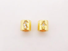 Load image into Gallery viewer, 10PCS 6mm Moon Star Tube Spacer Beads, Micro Pave Symbols Large Hole Cubic Beads, 18K Gold Plated, Bracelet Making Jewelry Finding S240