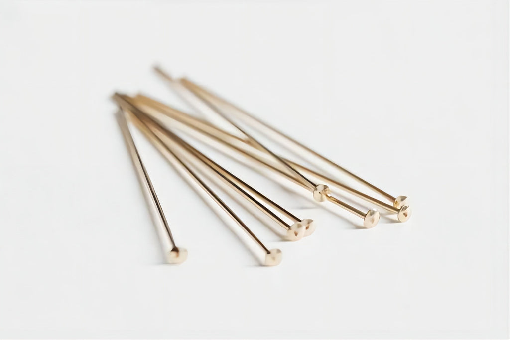14K Gold Filled Head Pins- [10PCS] 21/23/25/27 Gauge, Head Pins, Gold Filled Jewelry Making Supply BL017