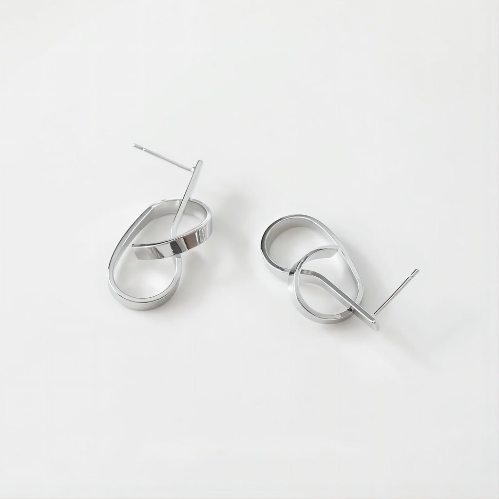 قرط ذهبي بعقدة مع حلقة، دبوس أذن من الفضة الاسترلينية 925، أقراط خالية من النيكل، حلقة أذن من الفضة الاسترلينية عيار 18 قيراطًا، نتائج قرط ربط العقدة GE002