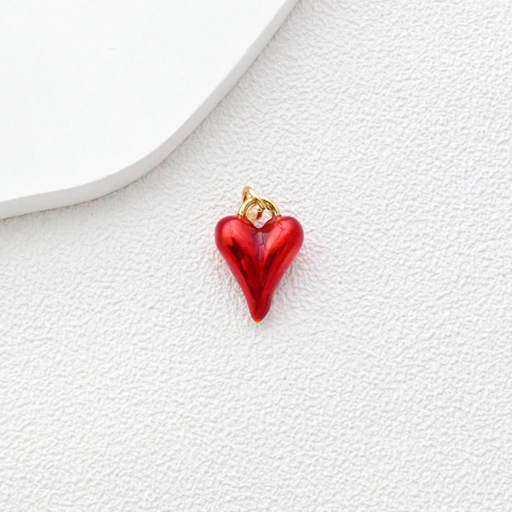 Red Heart Charms, 18K Gold Plated, 3D Love Pendant, Necklace And Bracelets Making Pendants, Jewelry Findings S1351