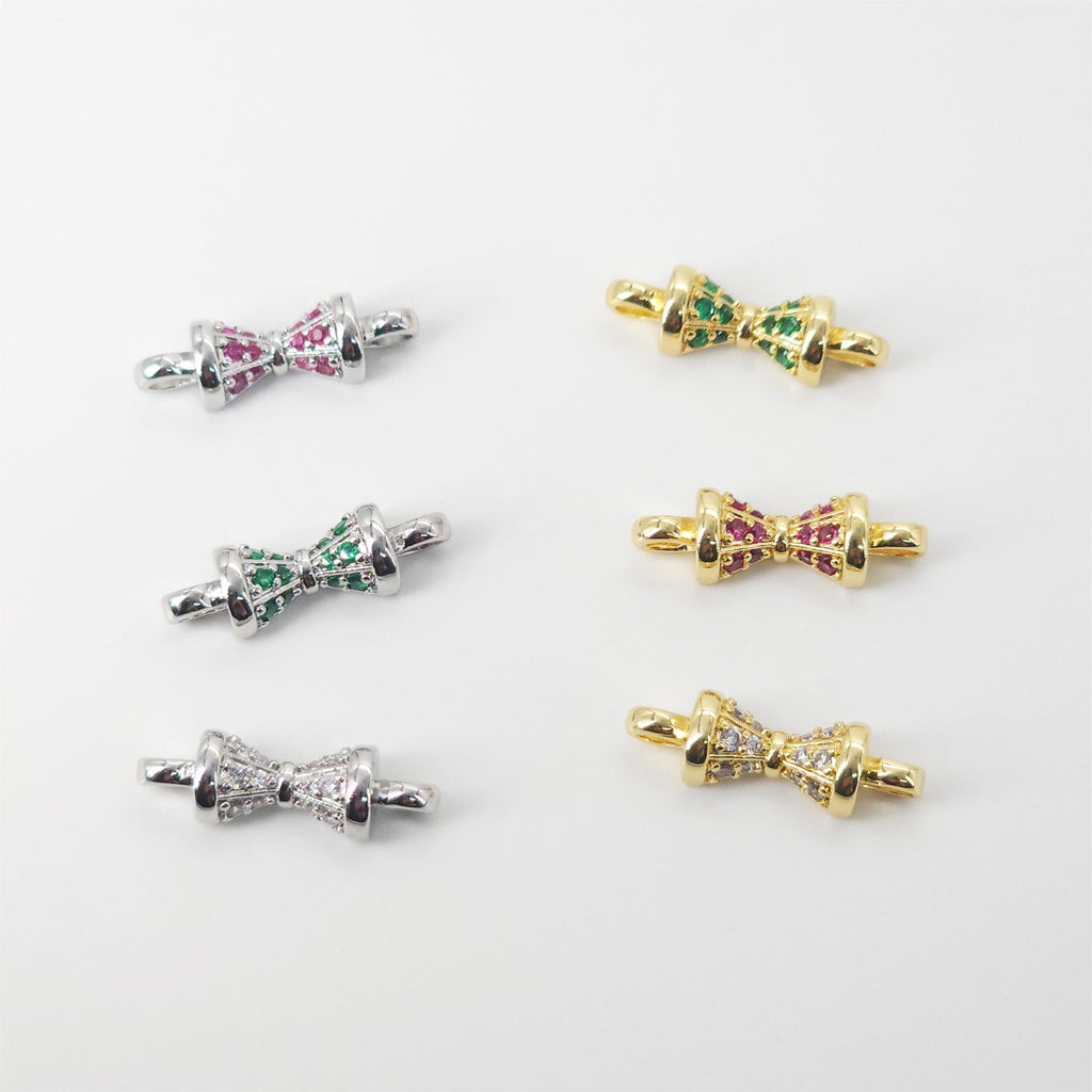 CZ Pave Boho Connector, Cubic Zircon Crystal Pendant, Bracelet Necklace Pendant, 14K Real Gold Plated, Jewelry Findings S20834