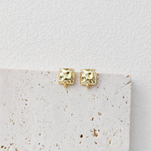 Load image into Gallery viewer, Square Post with Loop, Pave CZ, 18K Gold, S925 Silver Pin Nickel Free Earrings, Hypoallergenic Earring Findings D0427