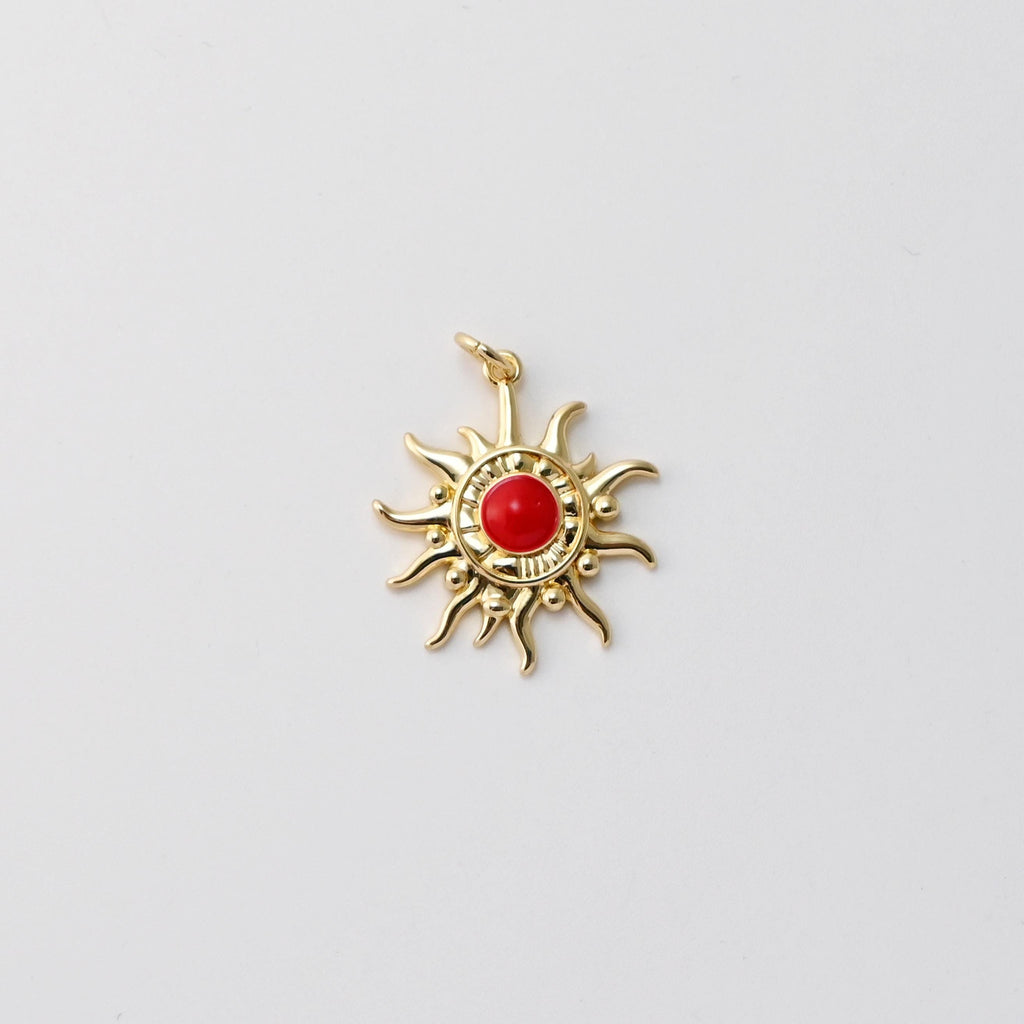 Sun Pendant, Enamel Sunshine Charms, 18K Gold Plated Sun Charms, For Bracelet And Necklace Making, Jewelry Findings S1412