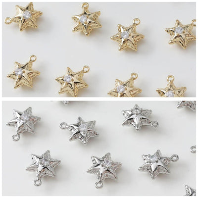 Balloon Style, Hexagram, Heart, Round, Pea, Star Charms, CZ Pave Pendant, 14K Gold Plated, Necklace Making Charms, Jewelry Findings ZZ043