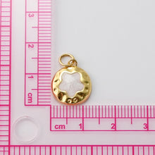 Load image into Gallery viewer, Round Charms, Flower Pendant, Enemel Pendant, Hammered Circle Pendant, 18K Gold Plated, For Necklace Making Charms, Jewelry Findings S1423
