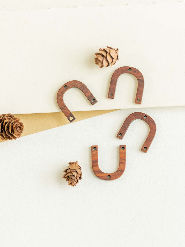 2PCS Arches Geometric Charm, Wooden Pendant, Necklace Making Findings JT047