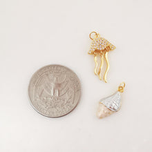 Load image into Gallery viewer, Enamel Marine Life Charms, Jellyfish, Seashell, Fishtail Pendant, Gold Plated Cubic Pave Charms, Bracelet Making, Jewelry Findings S20239