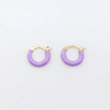 Load image into Gallery viewer, Multicolor Enamel Ear Hoops, 15mm, 9 colours you choose, 18K Gold Plated Leverback Earrings, Huggie Hoops Earring S20521