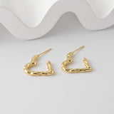 Gold Hammered Heart Earring Post, 18K Gold Plated Earrings, Nickel Free, 19.2*27mm, Love Shape Ear Stud, Earring Finding D0354
