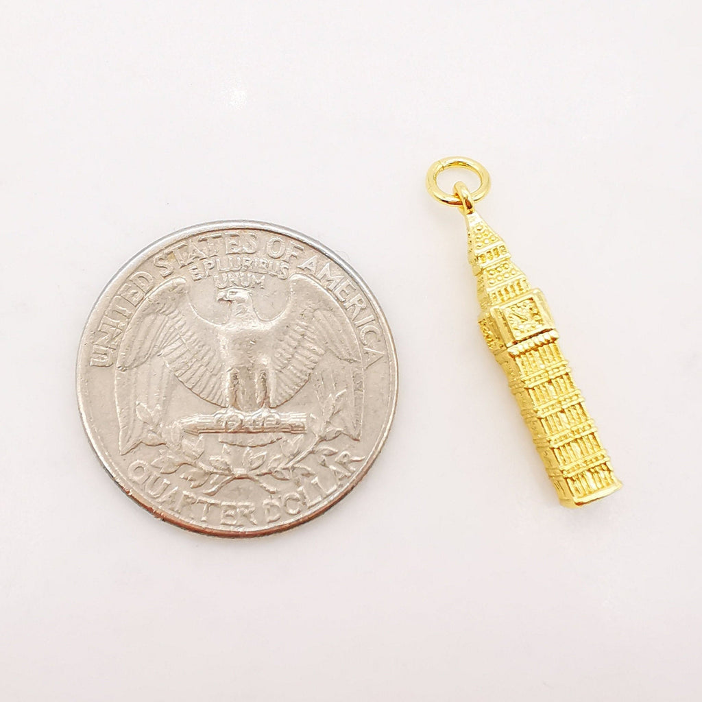 Dijes del Big Ben, colgante de la Torre del Reloj de Londres, dije de planeta, dijes chapados en oro de 18 quilates, dije para hacer collares, accesorios de joyería S884