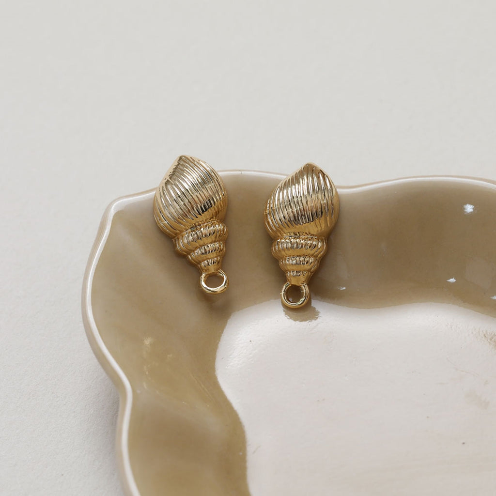 Shell Ear Post With Loop, S925 Silver Ear Pin Nickel Free, Gold/Silver Ear Stud, Hypoallergenic Earring Findings BB128-ZX163