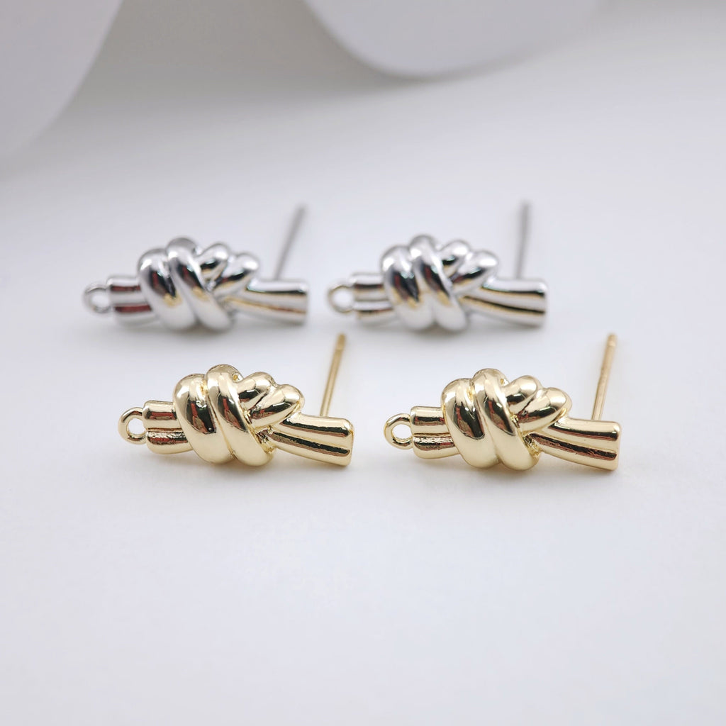 Pendientes con nudo, pendientes dorados con aro, hipoalergénicos, accesorios para pendientes, materiales hechos a mano D0049
