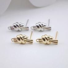 Cargar imagen en el visor de la galería, Pendientes con nudo, pendientes dorados con aro, hipoalergénicos, accesorios para pendientes, materiales hechos a mano D0049