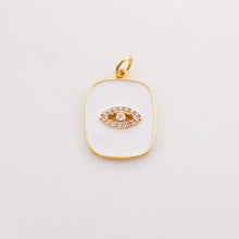 Load image into Gallery viewer, Enamel Evil Eye Charm, Coin Pendant, Heart Charm, 18K Gold Plated CZ Pave Eye Pendant, Necklace Making Charm, Jewelry Findings S385