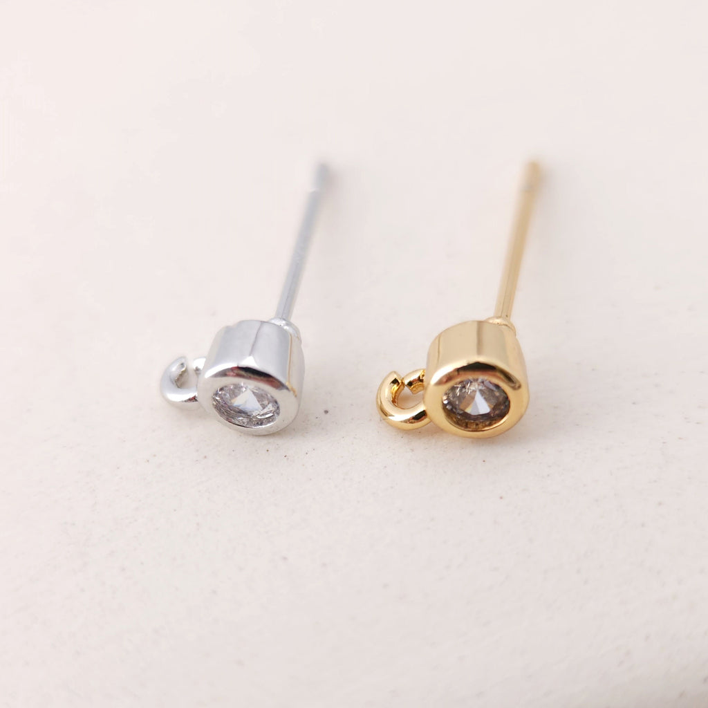 Pequeño pendiente con aros, pendiente de plata S925 sin níquel, micro pavé de circonitas cúbicas, 6,6 x 4,3 mm, chapado en oro de 18 quilates, accesorio para pendientes S1189
