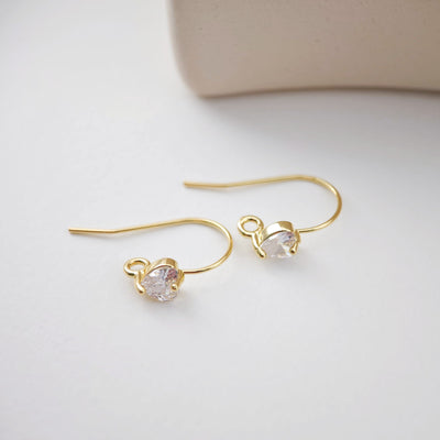 18K Gold Plated Ear Wires, heart Cubic Pave Earring Hooks, Nickel Free, Fish Hooks, Ear Wires for Jewelry Making D0169