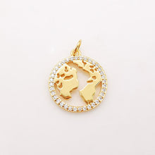 Cargar imagen en el visor de la galería, 2 colgantes de mapa del mundo cúbicos, chapados en oro de 18 quilates, 17 mm, para hacer collares y bisutería S933