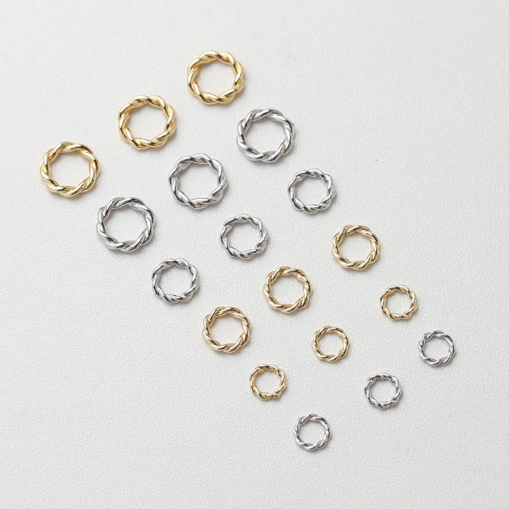 10pcs Twisted Closed Jump Rings for Jewelry Making, Thickened Gold Plated, 6mm,8mm,9.4mm Round Connectors, Jewelry Finding GT022