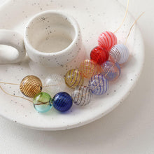 Load image into Gallery viewer, Colourful Patterned Glass Bubble Beads, Ball Hollow Glass Beads Hand Blown Hollow Round Globes for Jewelry Making, DIY Beads Finding GZ774
