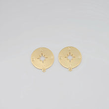 Load image into Gallery viewer, 10pcs Round Earring Post With Loop, Openwork Star, 18K Gold Nickel Free Earrings, Ear Stud with Loop, Hypoallergenic Earring Findings ZX011