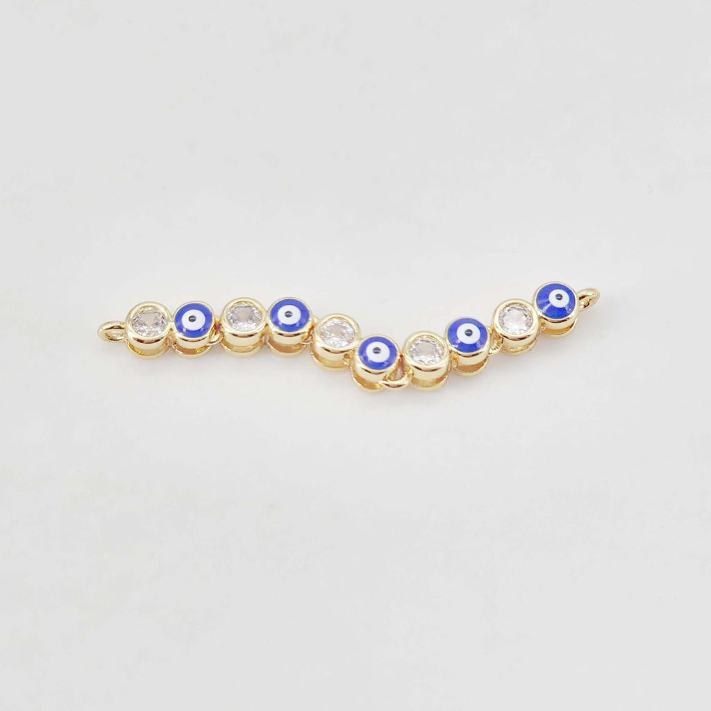 دلاية عين شريرة مطلية بالمينا، موصل عين مطلي بالذهب عيار 18 قيراط، 45 مم، لصنع الأساور، إكسسوارات المجوهرات S20656