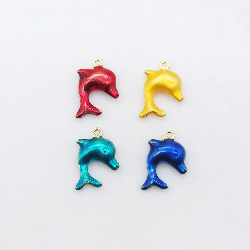 3D Enamel Dolphin Charms, 18K Gold Plated Marine life Charms, Marine life Pendant, Necklace Making Charm, Jewelry Findings S20519
