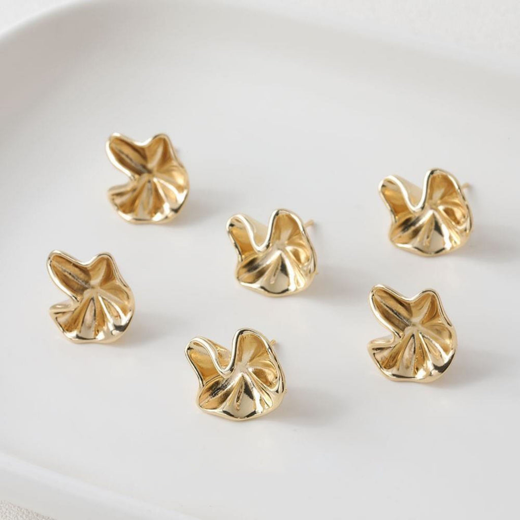 Irregular Niche Ear Post With Loop, S925 Silver Ear Pin Nickel Free Earrings, Gold/Silver Ear Stud, Hypoallergenic Earring Findings BB014