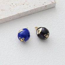 Cargar imagen en el visor de la galería, Colgante de huevo jumbo esmaltado 3D, huevo de mal de ojo, huevo azul oscuro, huevo negro, chapado en oro de 18 quilates, colgante para pulsera, collar, accesorios de joyería S1300