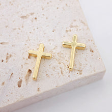 Load image into Gallery viewer, Gold Cross Charms, 18K Shiny Gold Plated, Necklace Earring Making Charms, 13x8mm, Religion Jewelry Findings S821