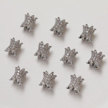 Load image into Gallery viewer, Cylindrical Cubic Spacer Beads, 14K Gold Plated, Cubic Zirconia, 3D Flower Beads, Dainty Earring Making Beads, Jewelry Finding GZ355