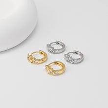 Load image into Gallery viewer, CZ Pave Flower Ear Hoop, Gold Plated Huggie Hoop Earring, Leverback Earring, DIY Earring  Findings, Handmade Earring Supplies D0531-D0539