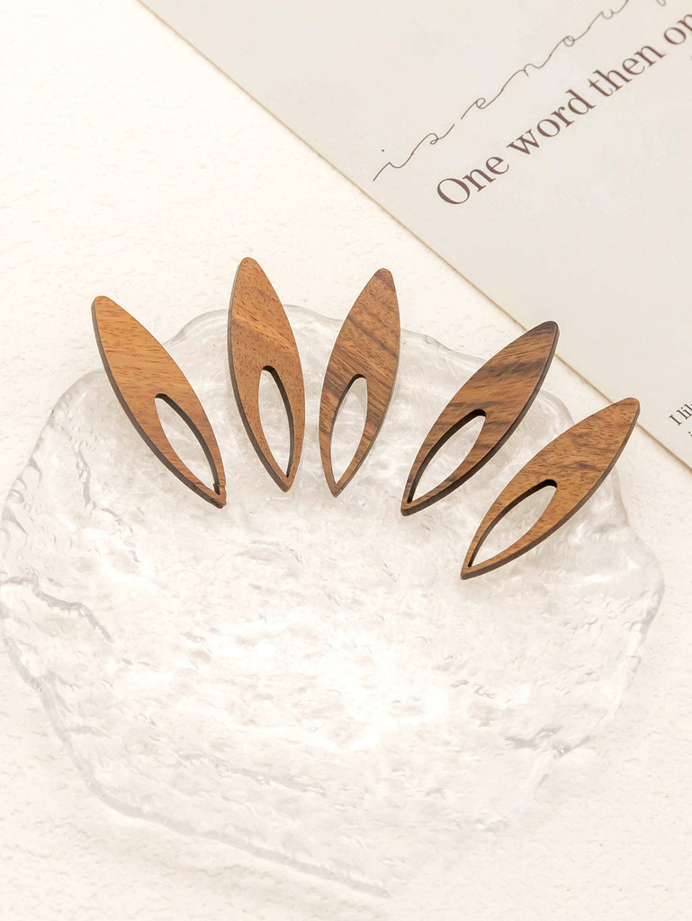 4PCS Wood Earrings, Hollow Circle Wooden Earrings for women, Reclaimed Walnut Wood, Nickel Free, Geometric Statement Earrings Finding JT933