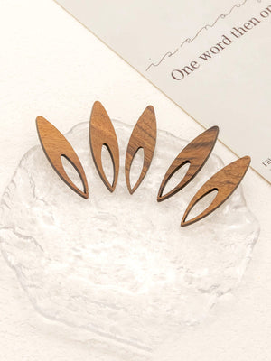 4PCS Wood Earrings, Hollow Circle Wooden Earrings for women, Reclaimed Walnut Wood, Nickel Free, Geometric Statement Earrings Finding JT933